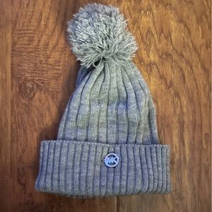 Michael Kors Gray Knit Pom Pom Beanie